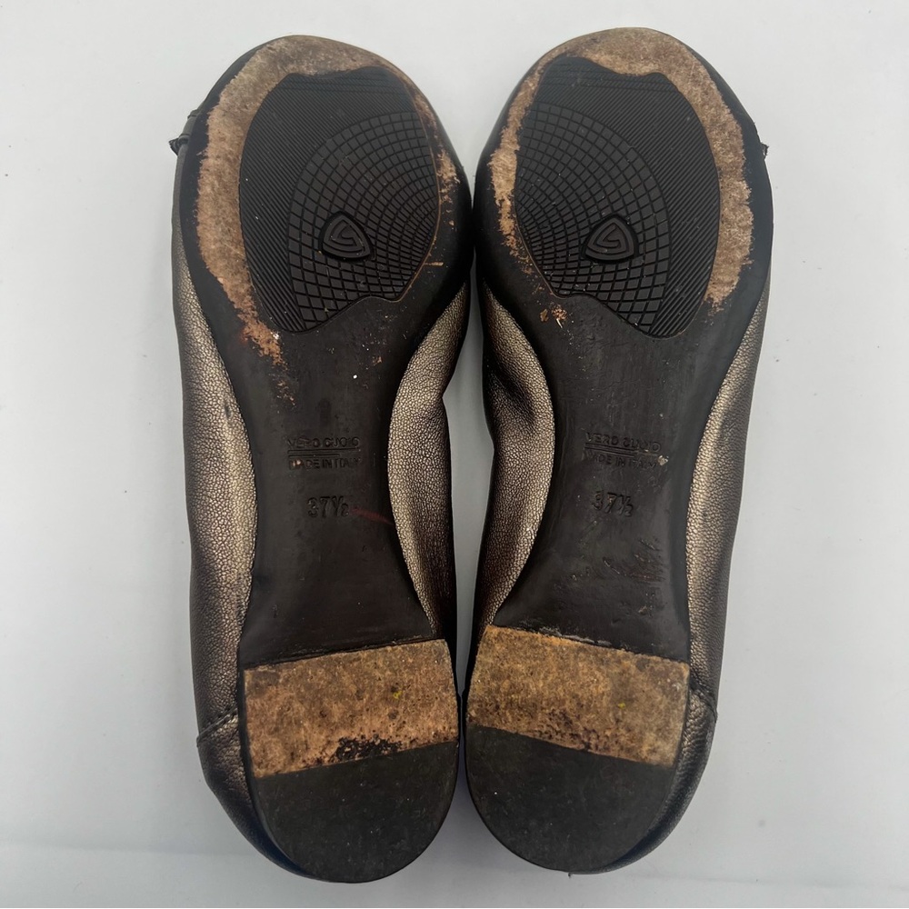 Attilio Giusti Leombruni Leather Ballet Metallic Flats Patent Black Toe Size 7.5 - Picture 7 of 10